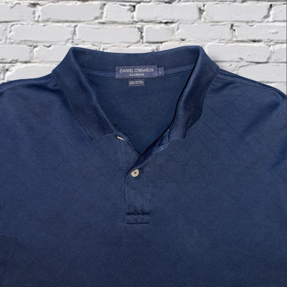 Daniel Cremieux Classic Fit Long Sleeve Polo  Men’s L Navy Blue Diamond Pattern - Picture 9 of 11
